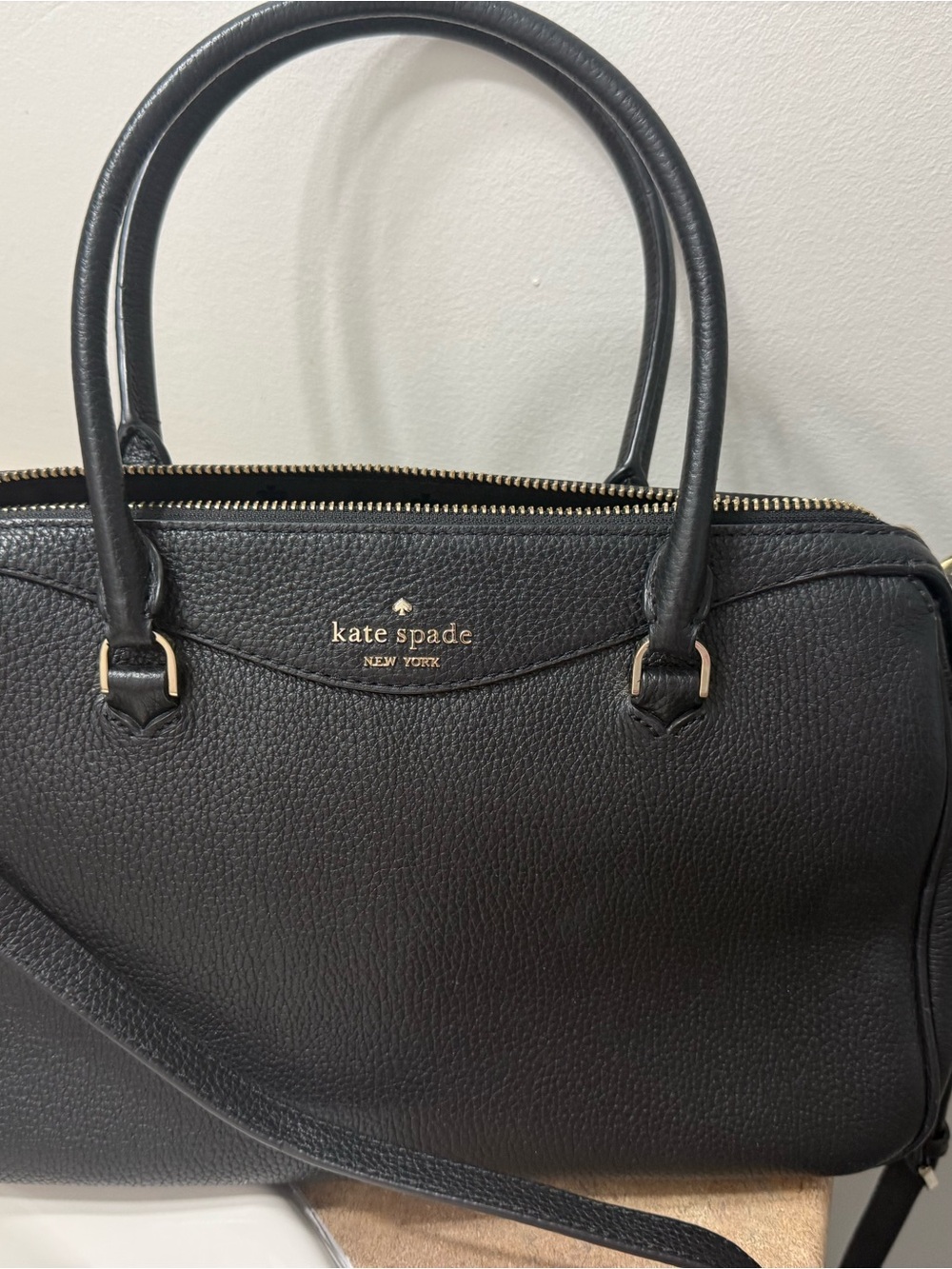 kate spade Black Pebbled Leather Satchel with Gold Hardware - Picture 1 of 4
